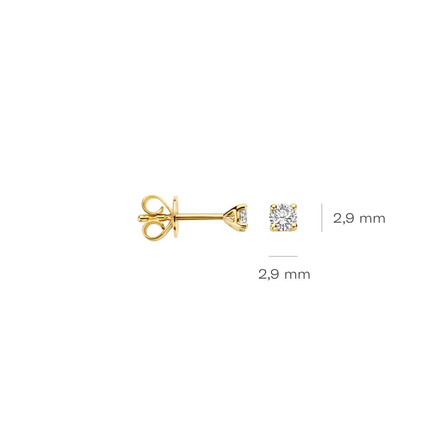 Oorstekers Geelgoud 14k met lab grown diamant