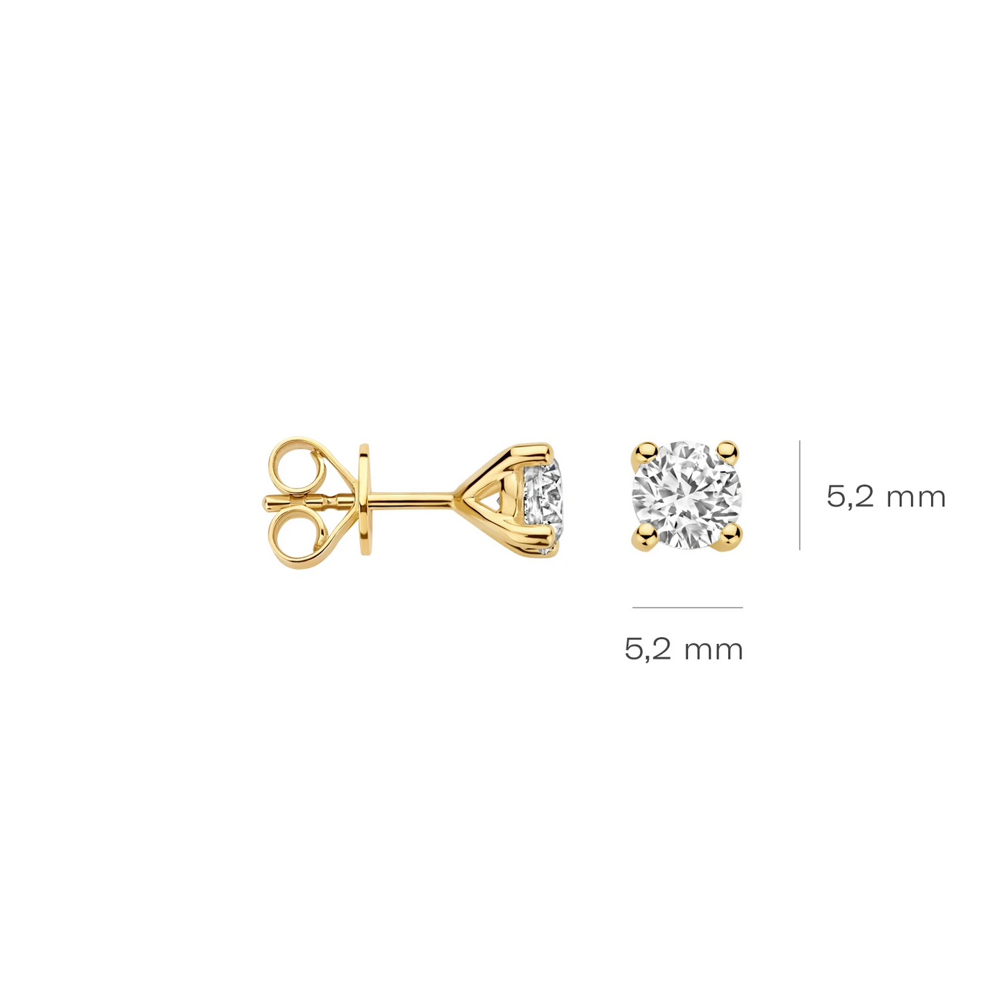 Oorstekers Geelgoud 14k met lab grown diamant