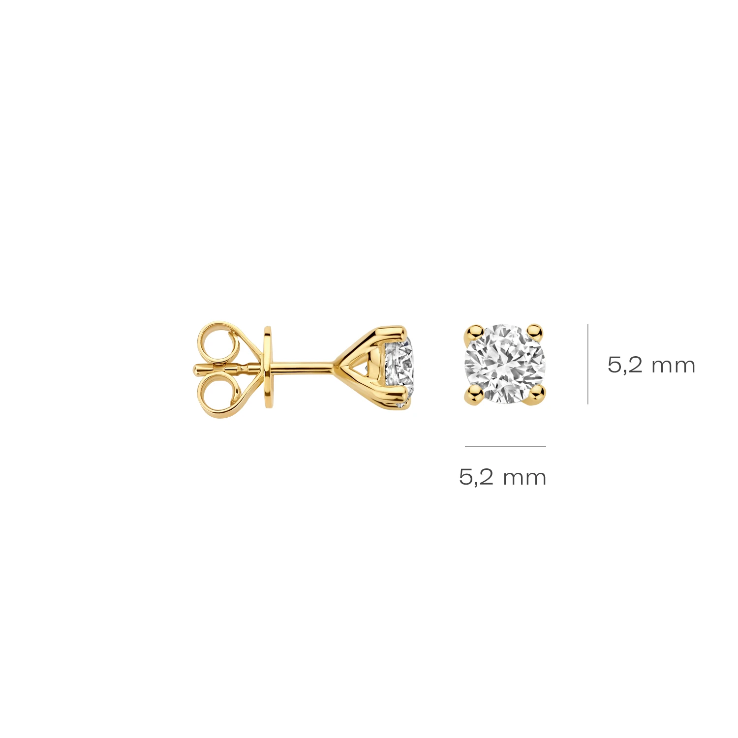 Oorstekers Geelgoud 14k met lab grown diamant
