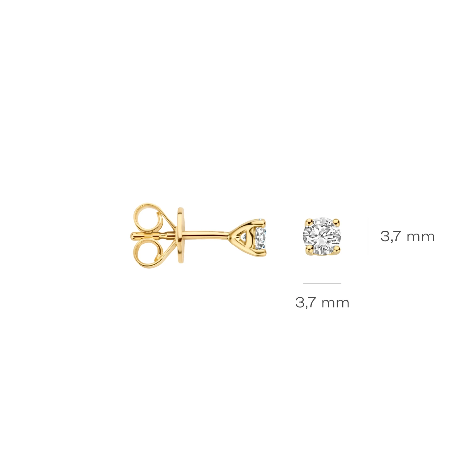 Oorstekers Geelgoud 14k met lab grown diamant