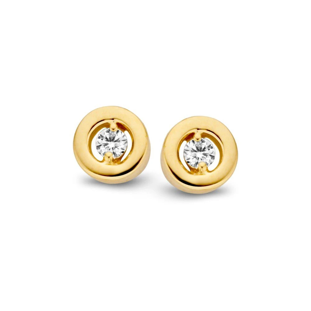 Oorstekers geelgoud briljant 0,09 crt.