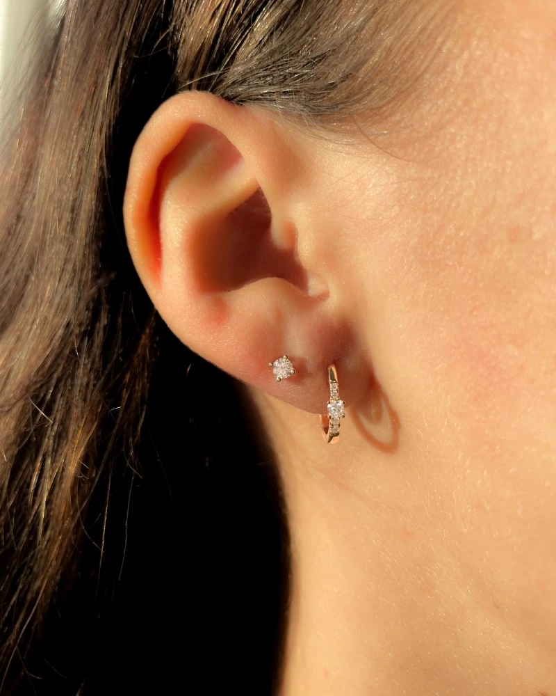 Oorstekers geelgoud briljant 0,20 crt.