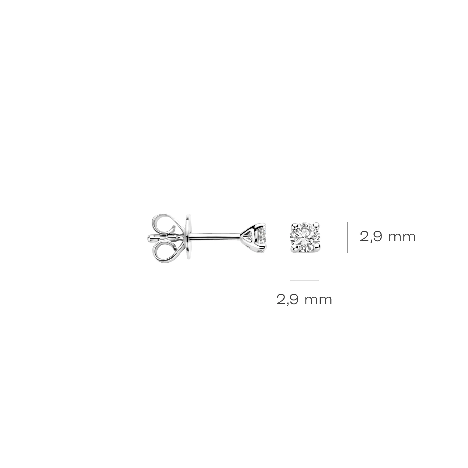 Oorstekers Witgoud 14k met lab grown diamant