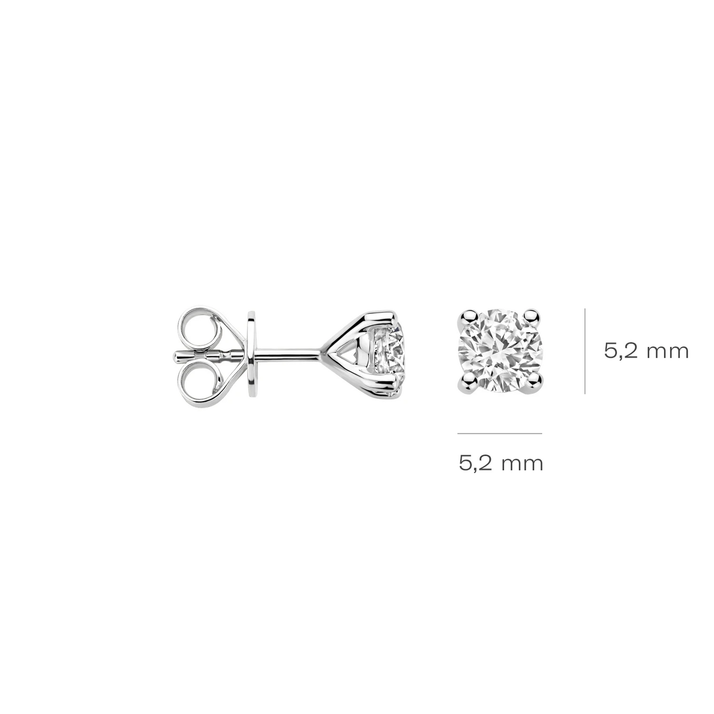Oorstekers Witgoud 14k met lab grown diamant