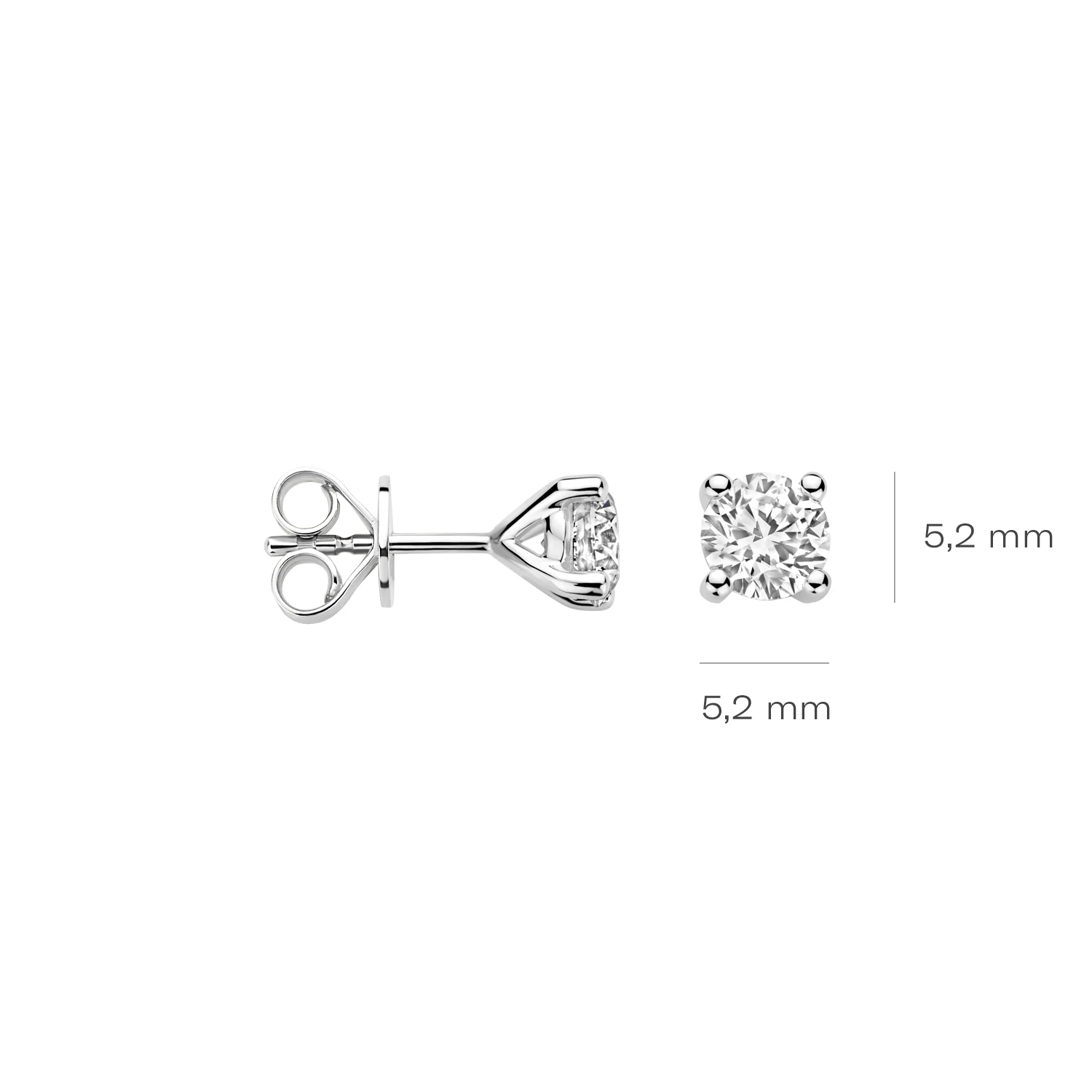 Oorstekers Witgoud 14k met lab grown diamant