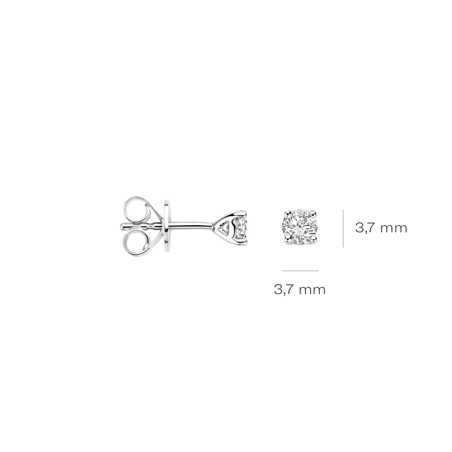 Oorstekers Witgoud 14k met lab grown diamant