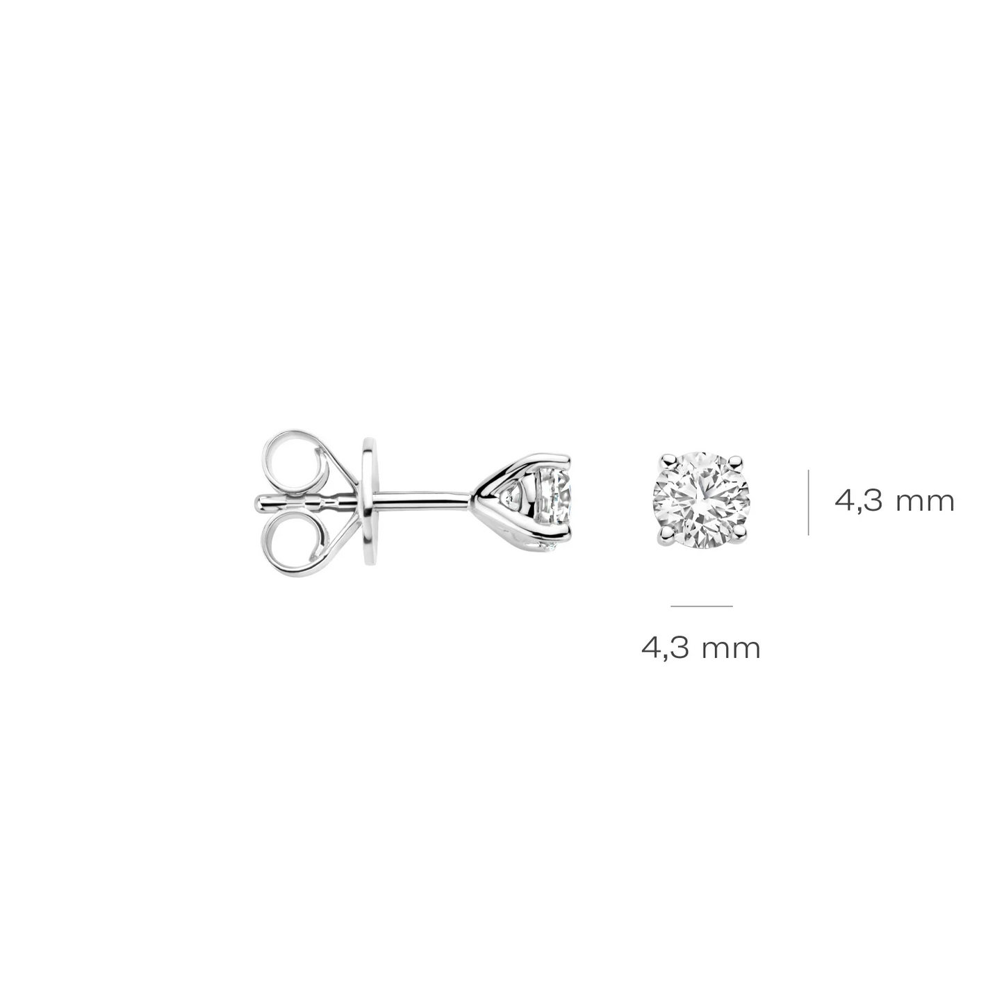 Oorstekers Witgoud 14k met lab grown diamant
