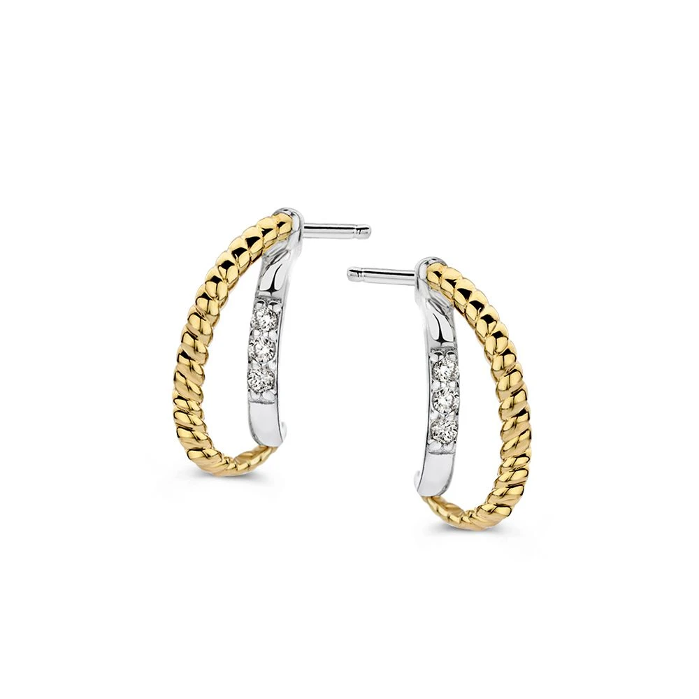 Oorstekers zilver/goud zirkonia