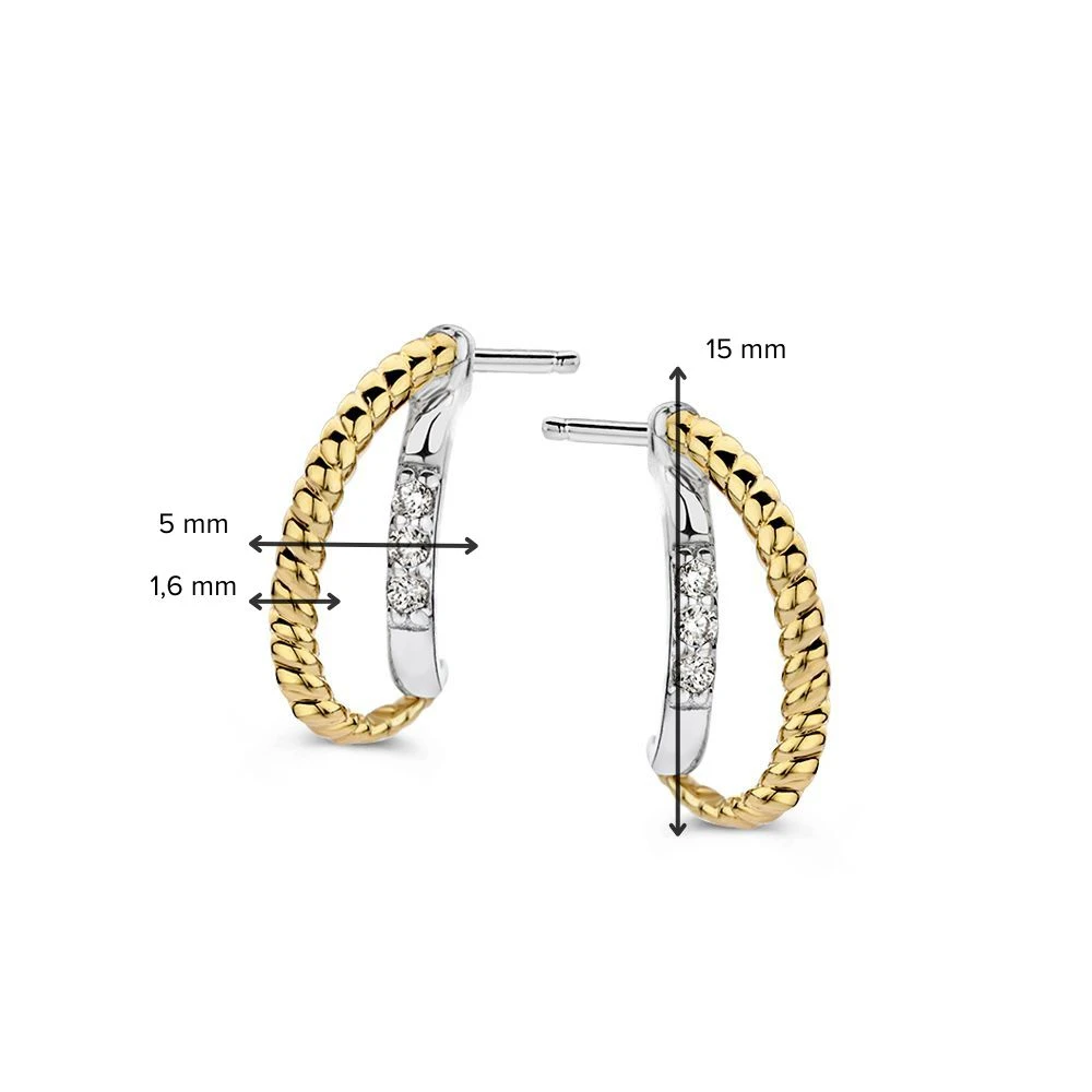 Oorstekers zilver/goud zirkonia