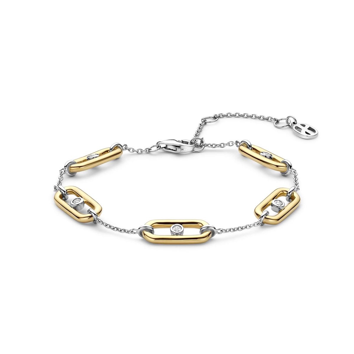 Open Schakel Armband met Ronde Zirkonia