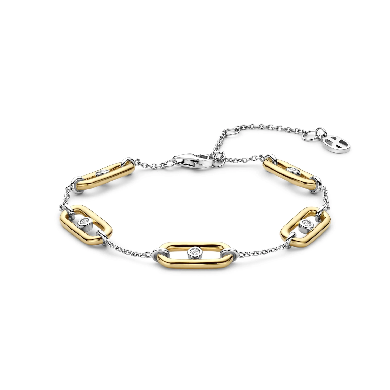 Open Schakel Armband met Ronde Zirkonia