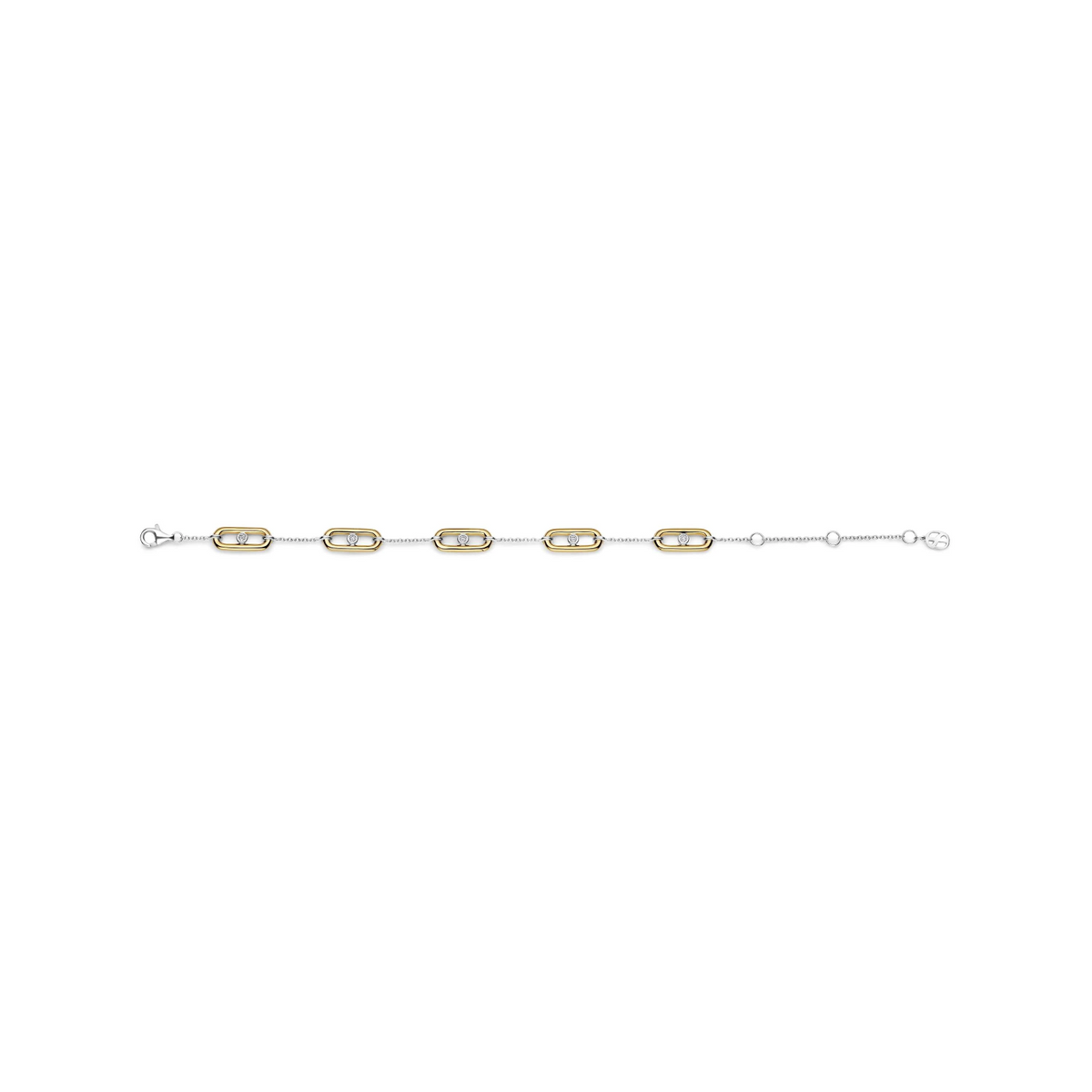 Open Schakel Armband met Ronde Zirkonia