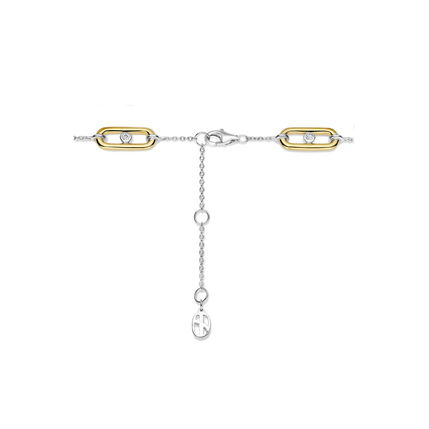 Open Schakel Armband met Ronde Zirkonia