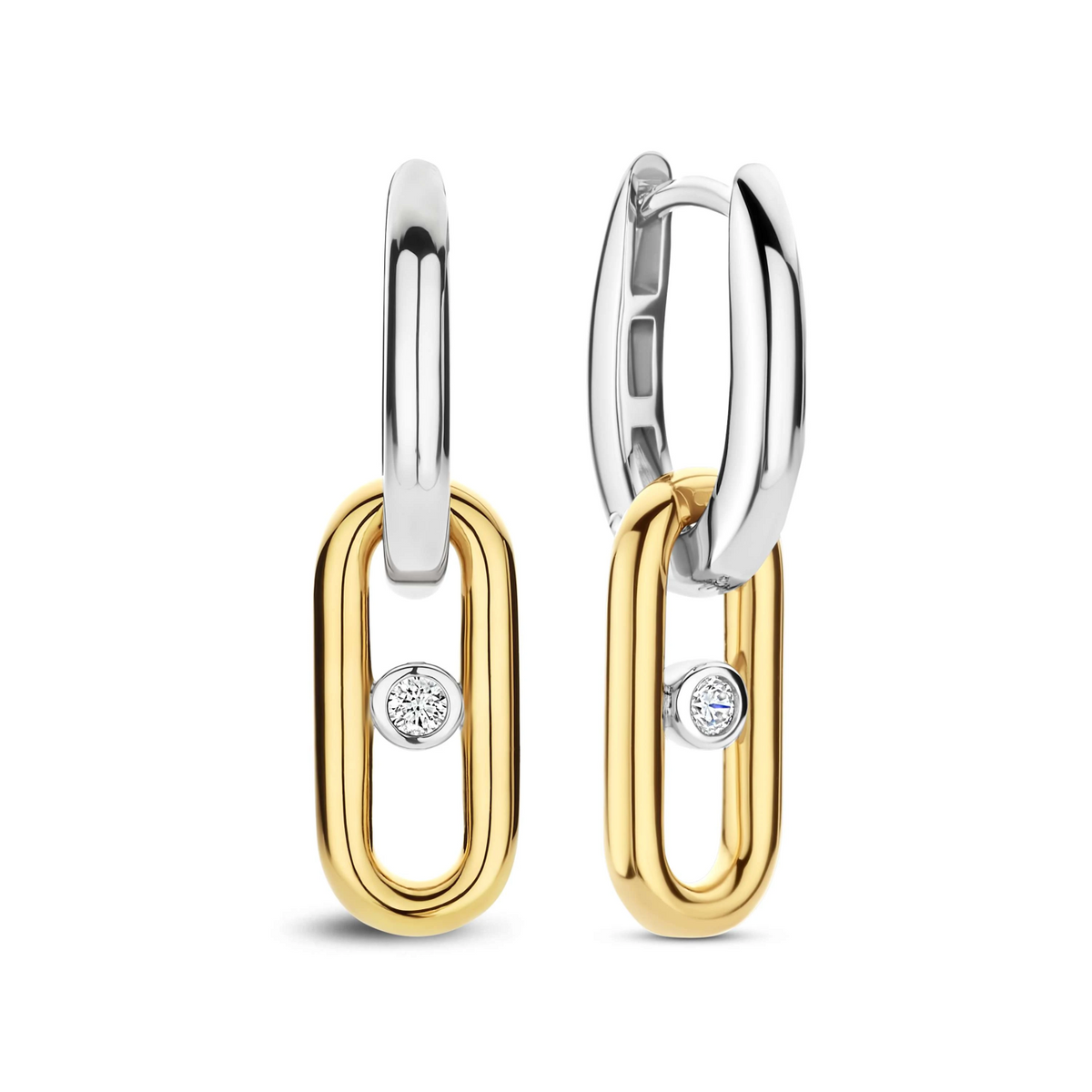 Open Schakel Hoops met Ronde Zirkonia