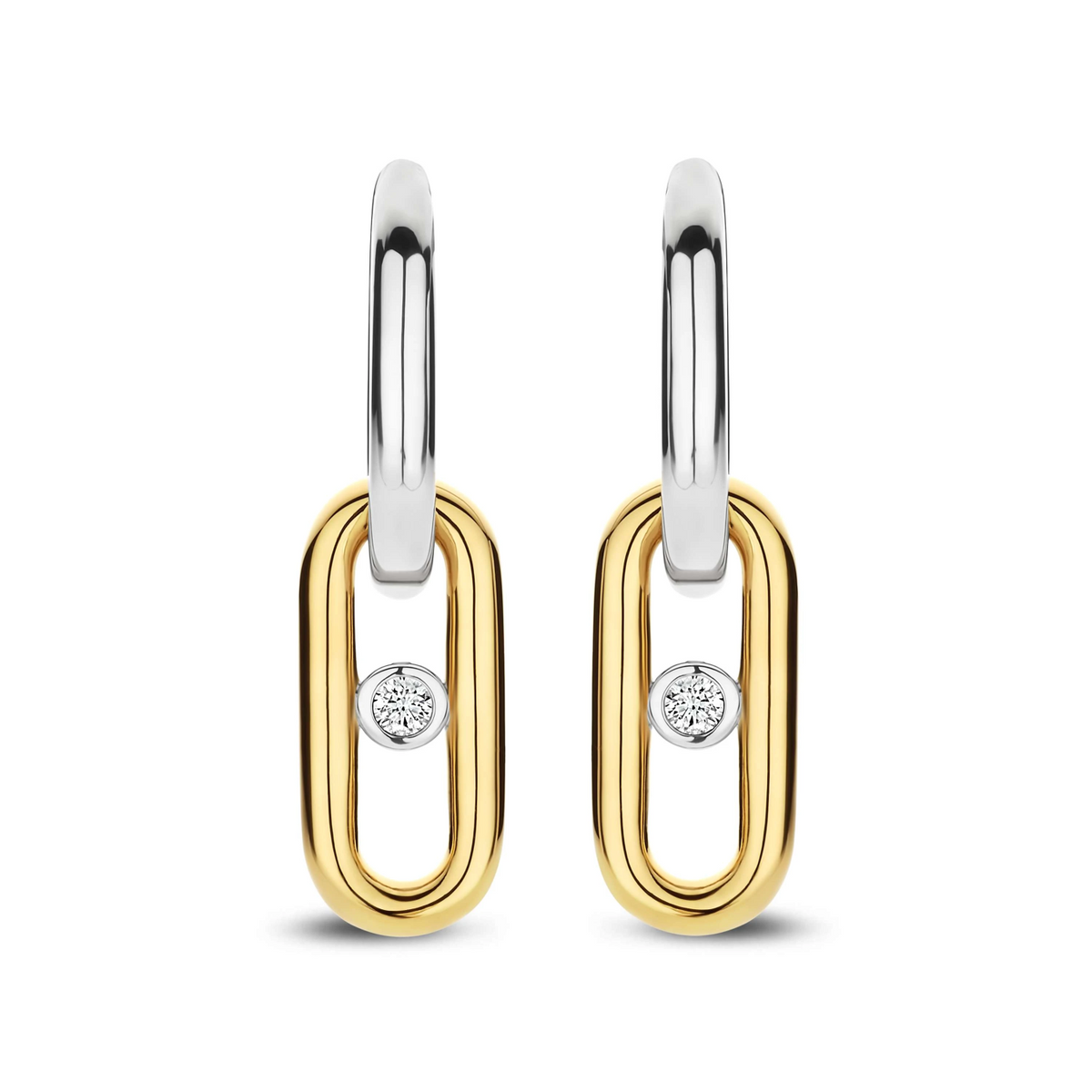 Open Schakel Hoops met Ronde Zirkonia