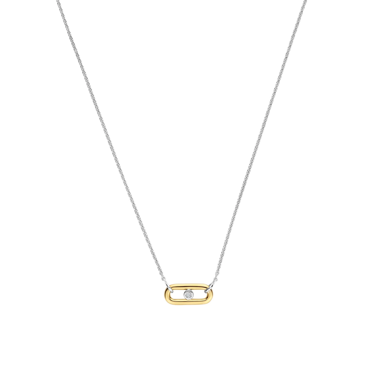 Open Schakel Ketting met Ronde Zirkonia