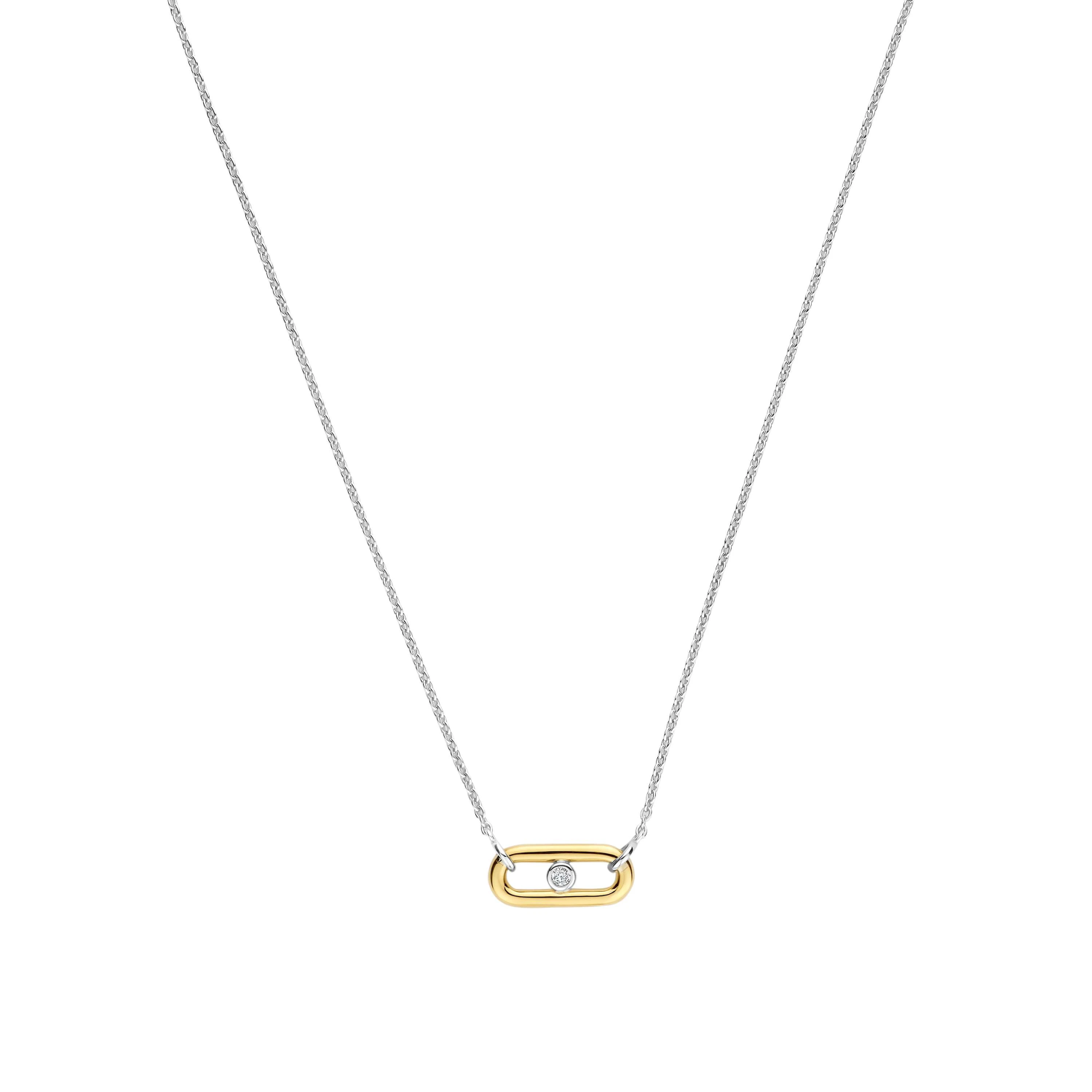 Open Schakel Ketting met Ronde Zirkonia