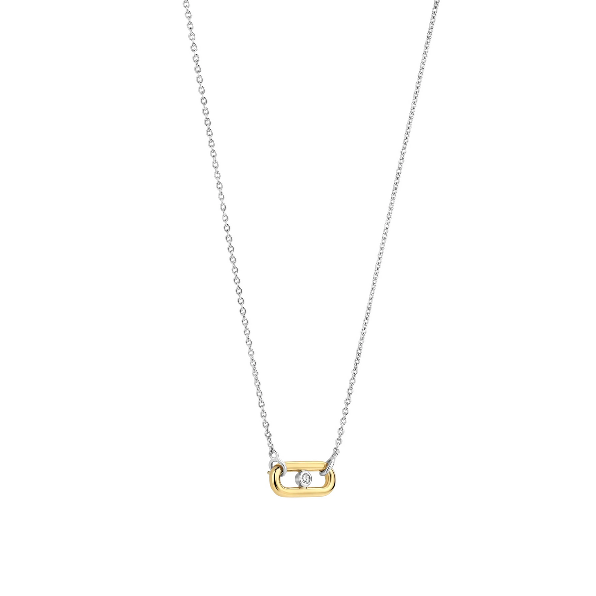 Open Schakel Ketting met Ronde Zirkonia