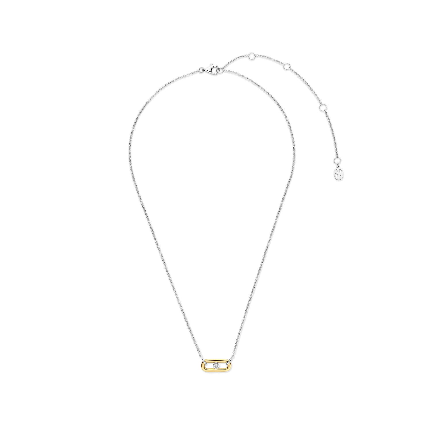 Open Schakel Ketting met Ronde Zirkonia