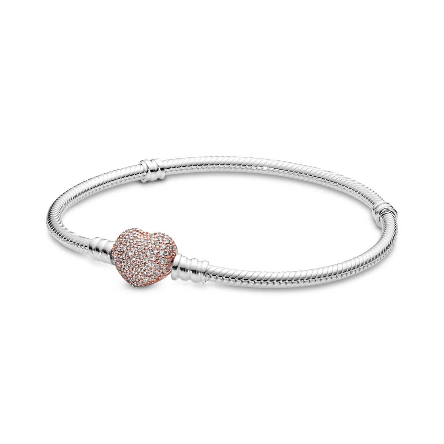 Pandora Moments Pavé Hart Sluiting Slangen Schakelarmband