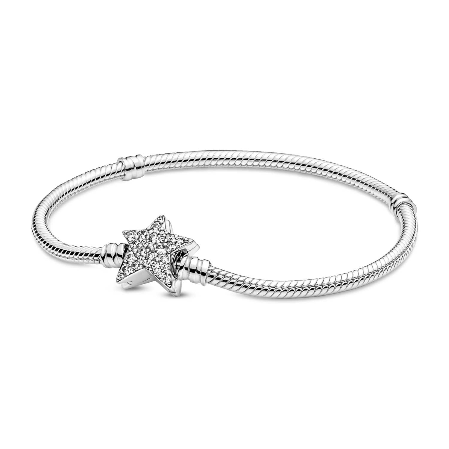Pandora Moments Snake Chain Armband met Asymmetrische Ster Sluiting