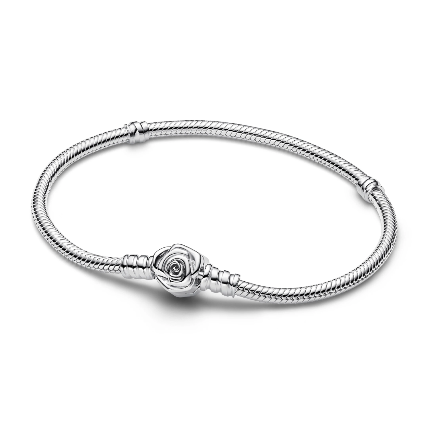 Pandora Moments snake chain-armband met roos in bloei-sluiting