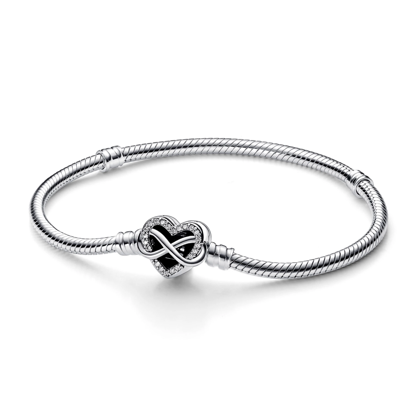 Pandora Moments Sprankelende Snake Chain Armband met Hartsluiting