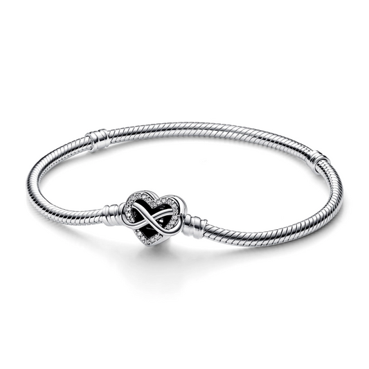 Pandora Moments Sprankelende Snake Chain Armband met Hartsluiting