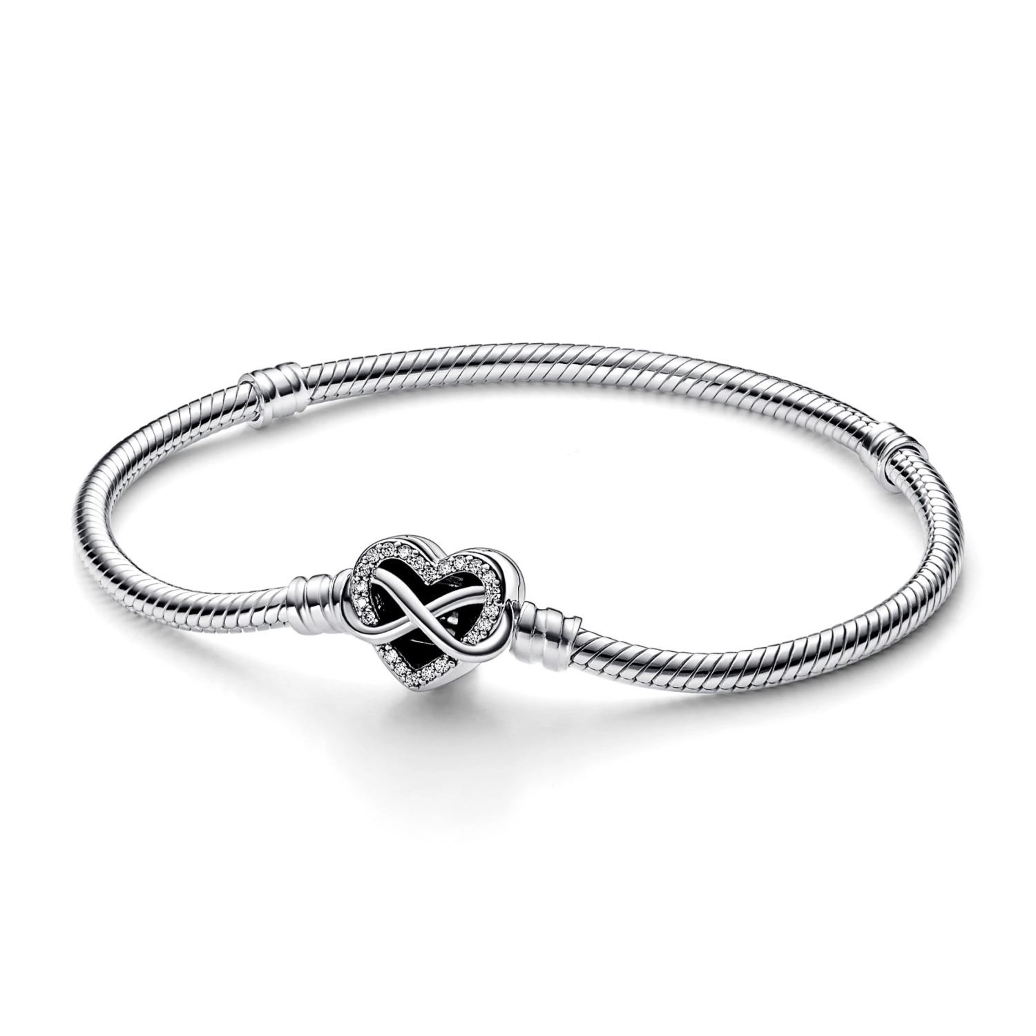 Pandora Moments Sprankelende Snake Chain Armband met Hartsluiting