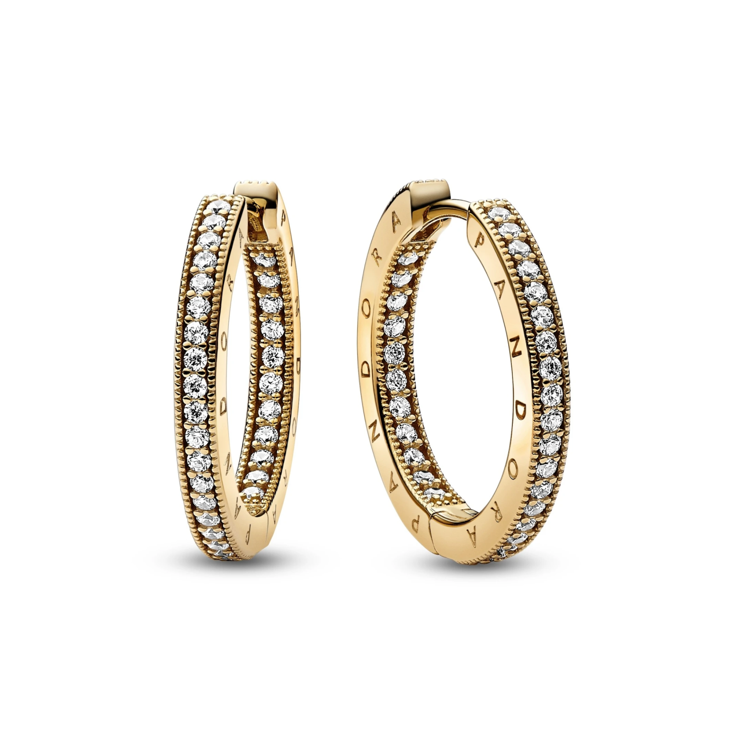 Pandora Signature logo & pavé oorringen