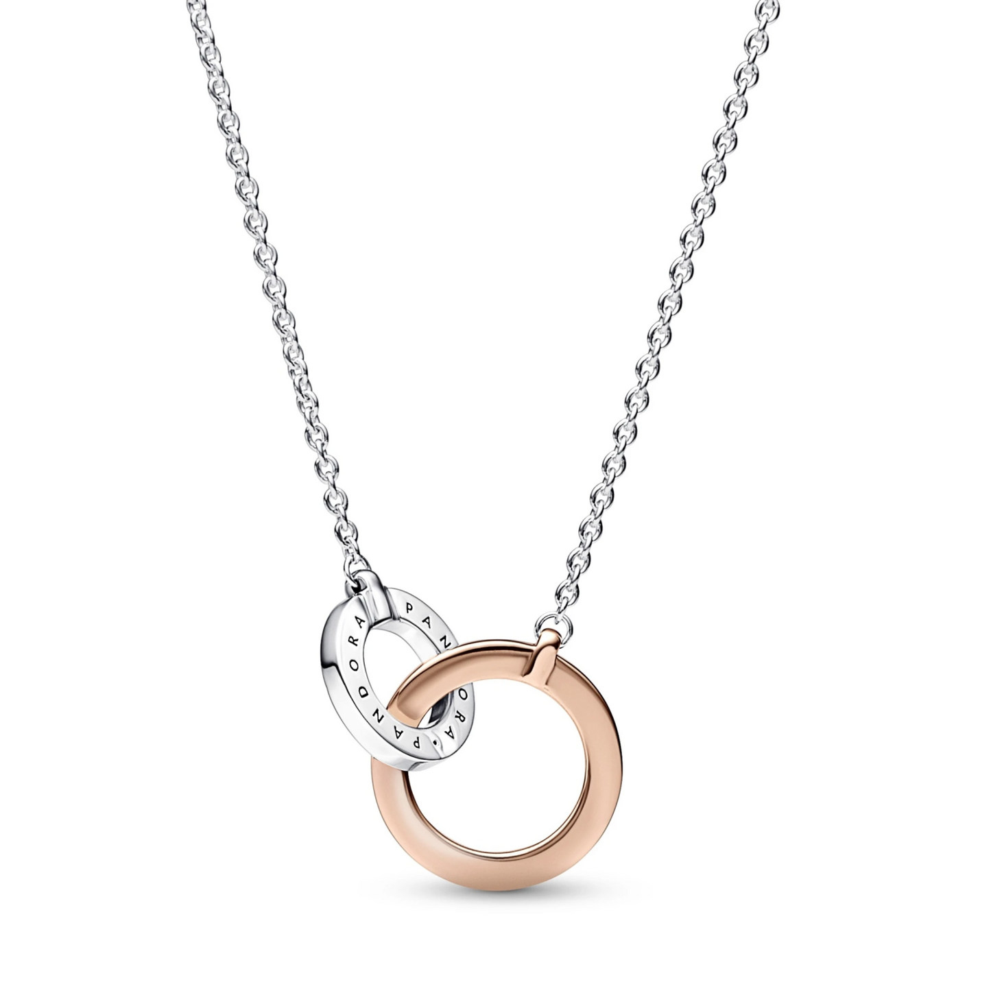 Pandora Signature tweekleurige ketting verstrengelde cirkels