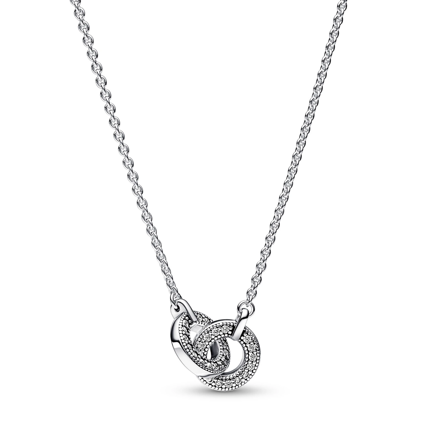 Pandora Signature verstrengelde pavé halsketting met hanger