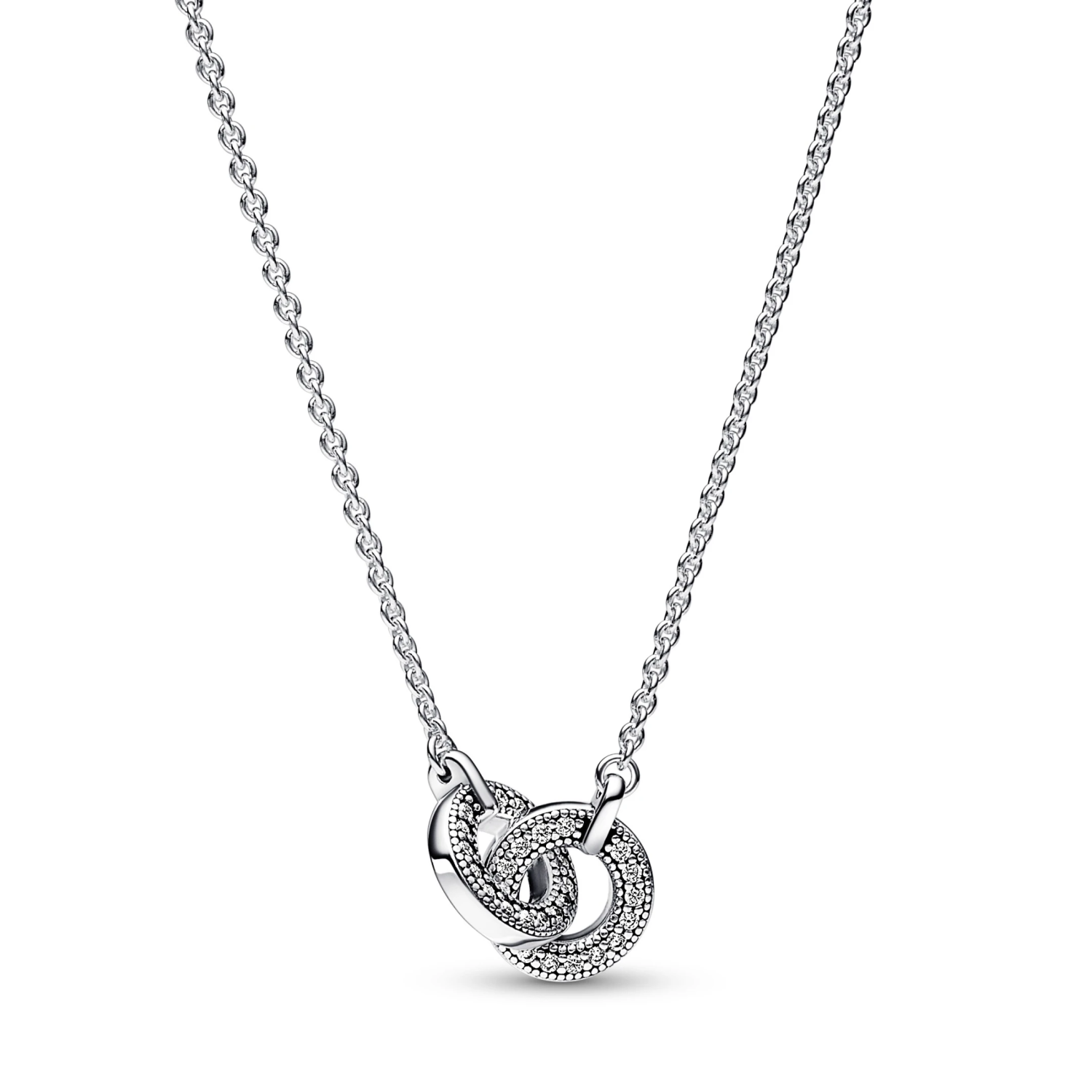 Pandora Signature verstrengelde pavé halsketting met hanger