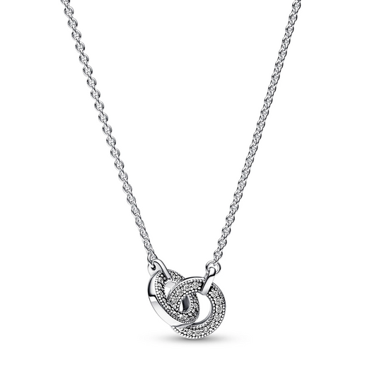 Pandora Signature verstrengelde pavé halsketting met hanger