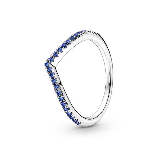 Pandora Timeless Sprankelend Blauwe Wishbone Ring