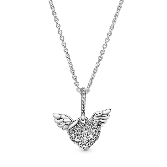 Pavé Hart & Engelenvleugels Halsketting