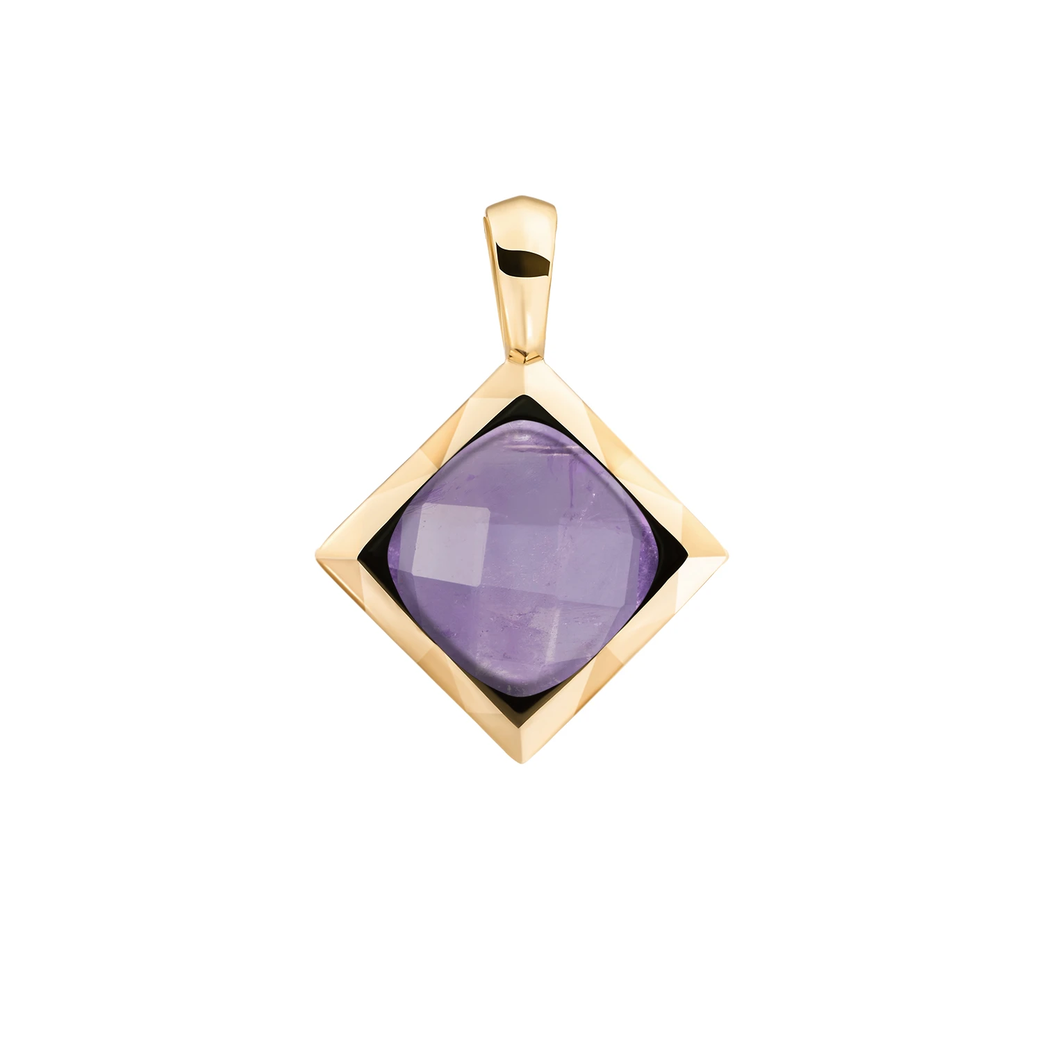 Pendant | Amethyst Cushion Cut Amulet - Gold