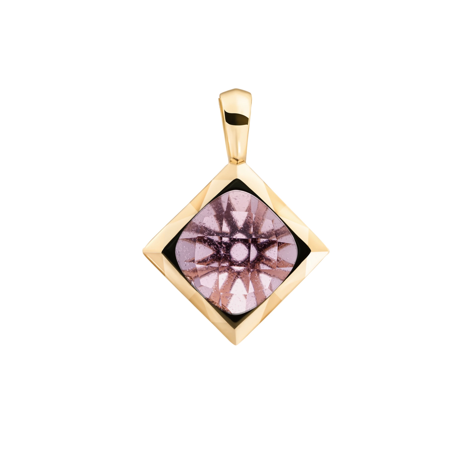 Pendant | Aubergine Quartz Cushion Cut Amulet - Gold