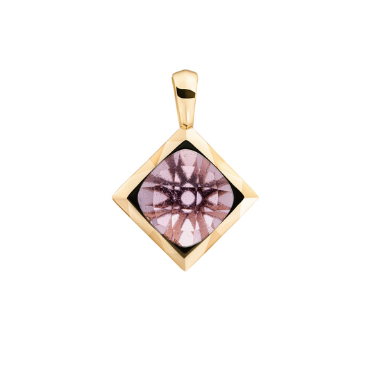 Pendant | Aubergine Quartz Cushion Cut Amulet - Gold