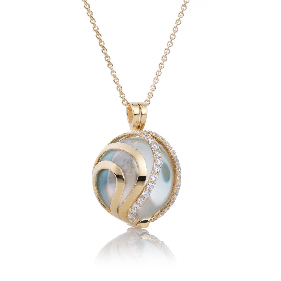 Pendant - Aurora Crystal Gold - CZ Polished 20mm