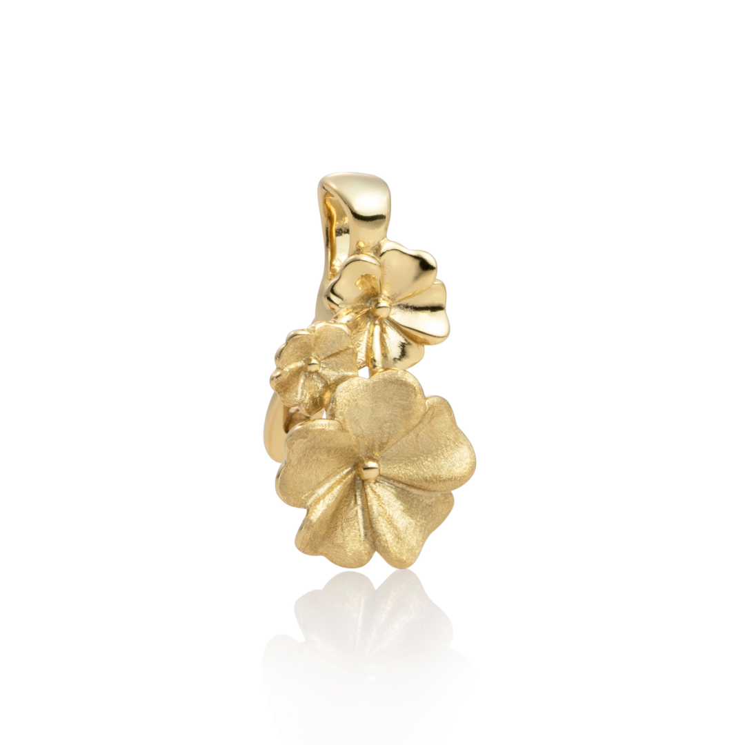 Pendant - Blossom Mat - Silver - Polished Gold plated