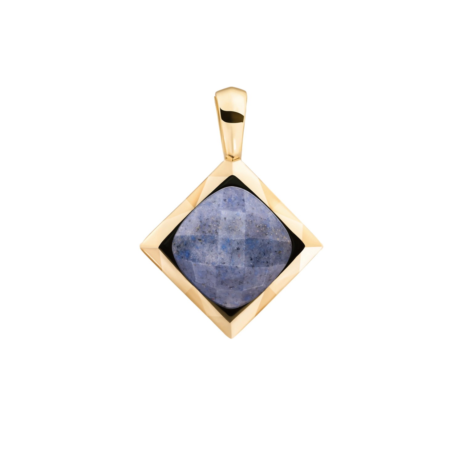 Pendant | Blue Aventurine Cushion Cut Amulet - Gold