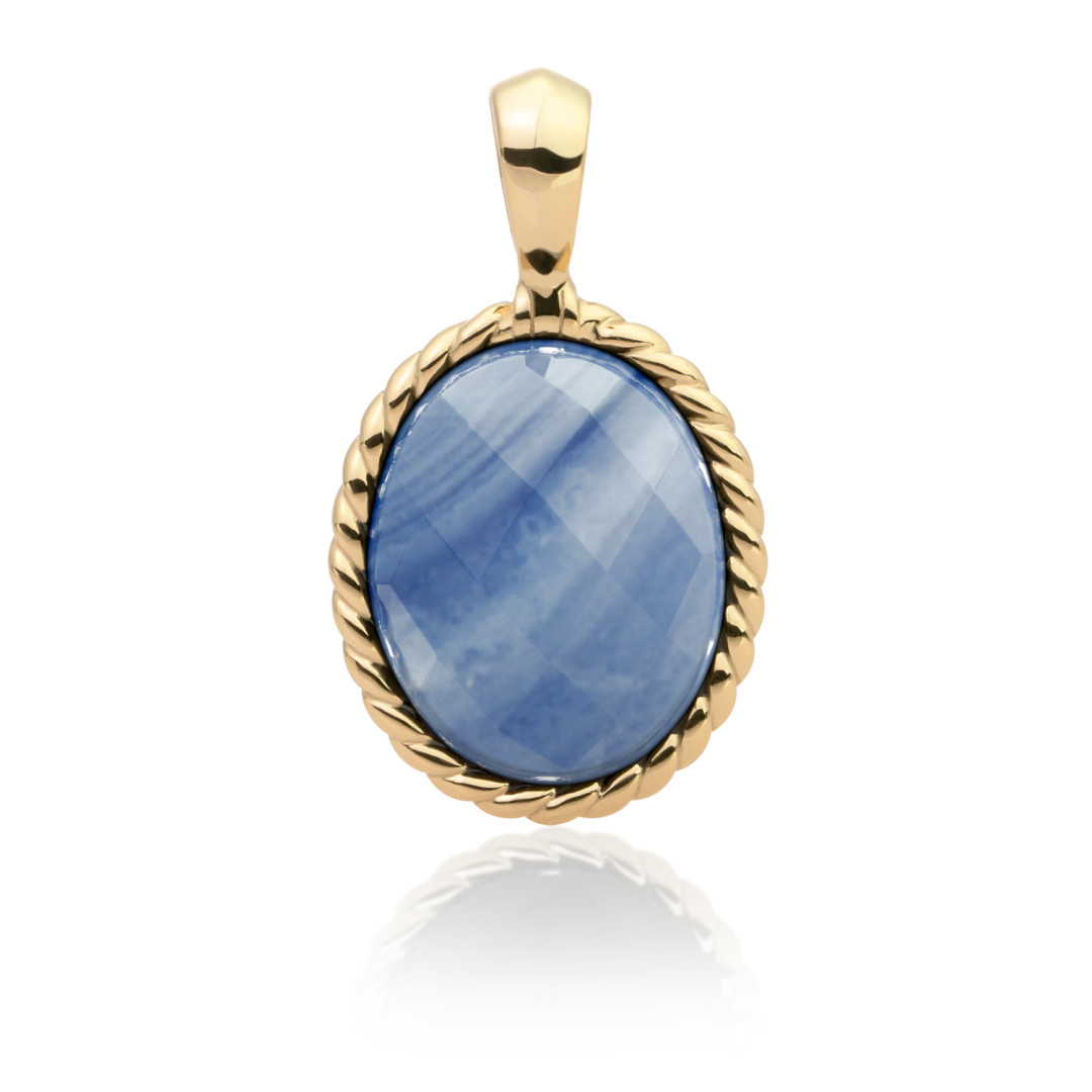 Pendant | Blue Aventurine Twist Amulet - Gold