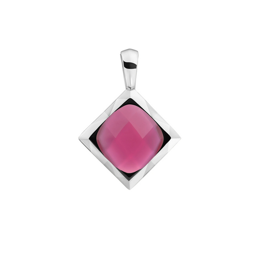 Pendant | Candy Jade Cushion Cut Amulet - Silver