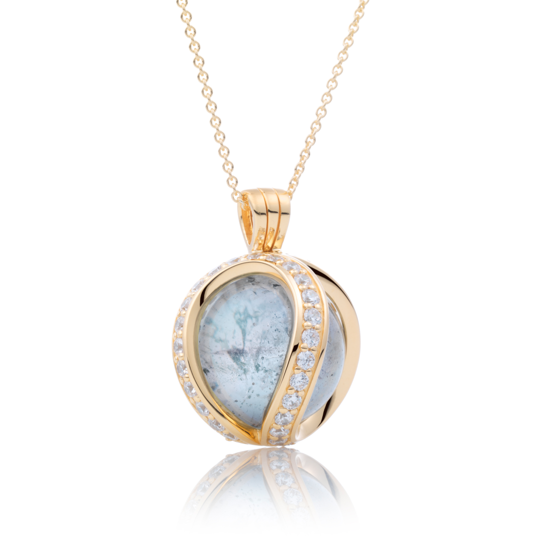 Pendant - Flare Crystal Gold - CZ Polished 20mm
