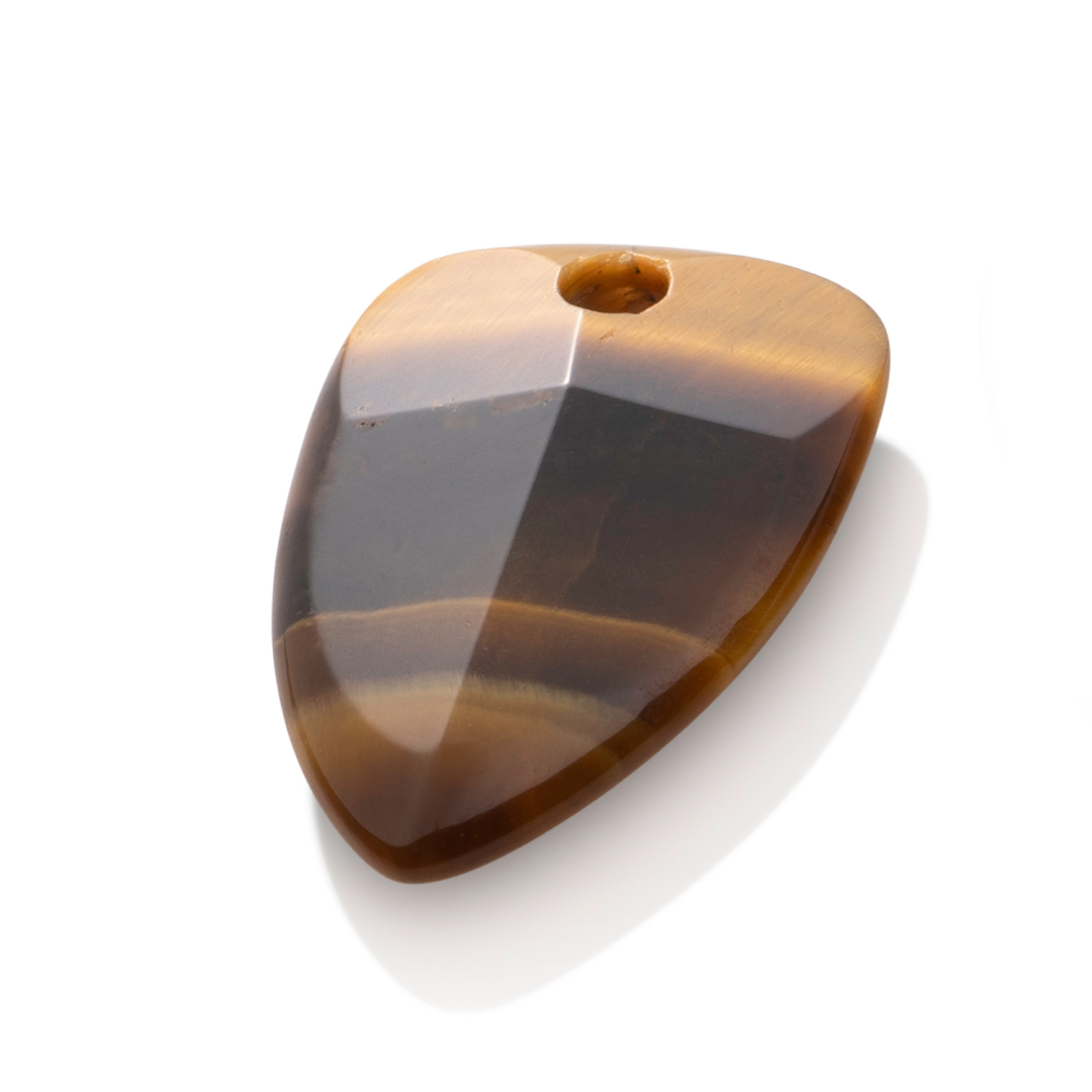 Pendant Gemstone - Facet Edge Tiger Eye - 28mm