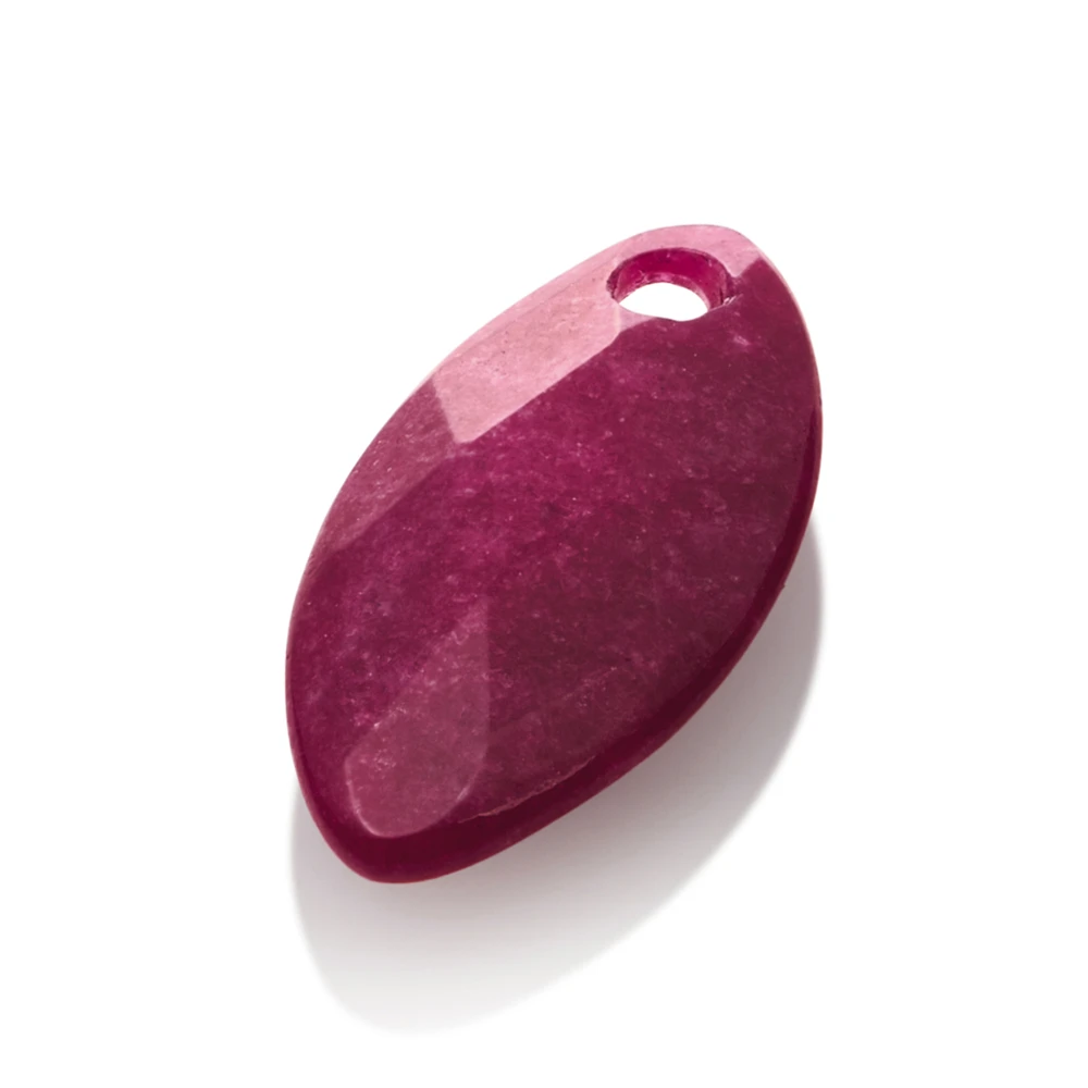 Pendant Gemstone - Facet Leaf Fuchsia Jade - 28mm