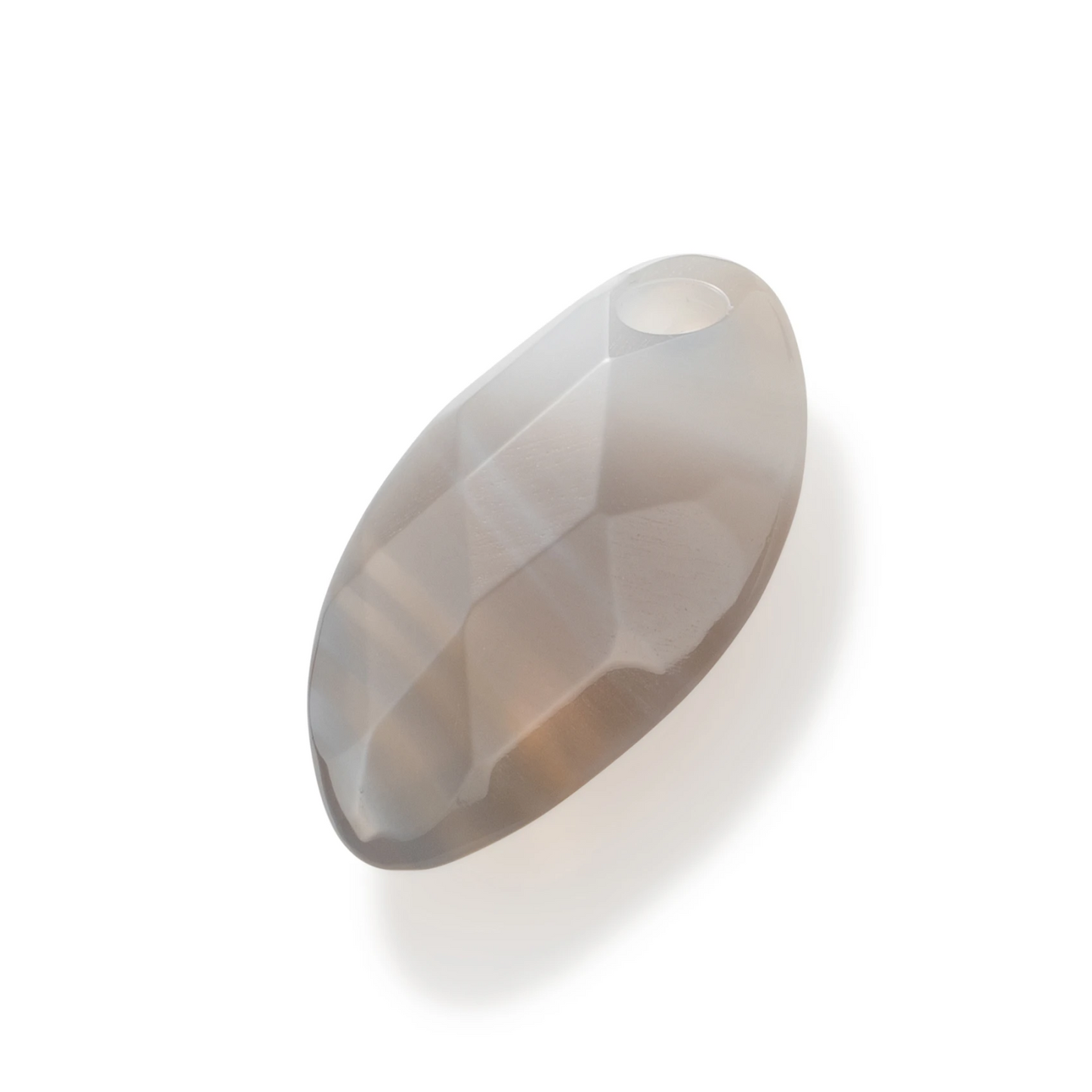 Pendant Gemstone | Facet Leaf Grey Agate - 28mm