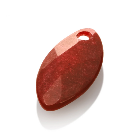 Pendant Gemstone - Facet Leaf Red Coral - 28mm