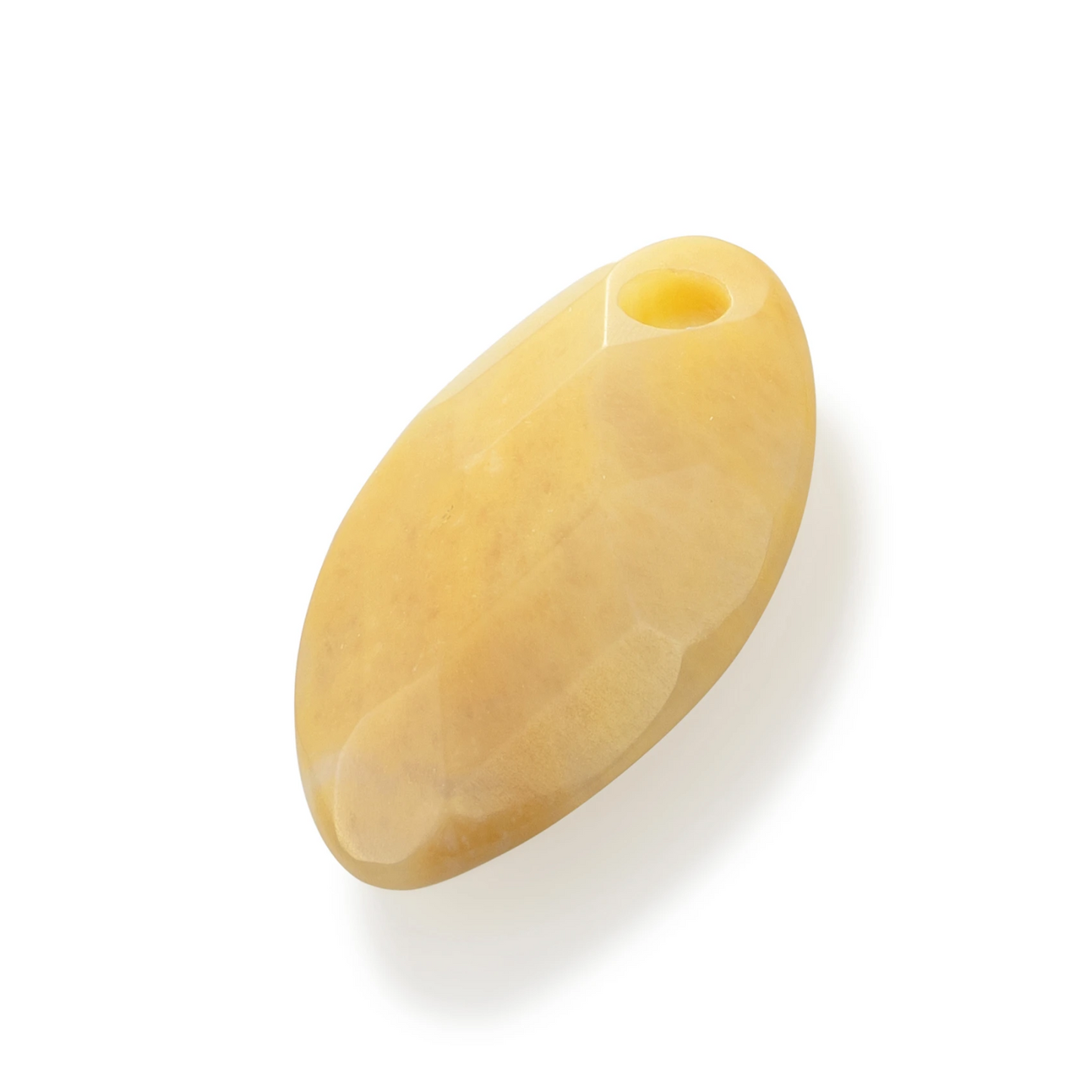 Pendant Gemstone - Facet Leaf Yellow Jade - 28mm